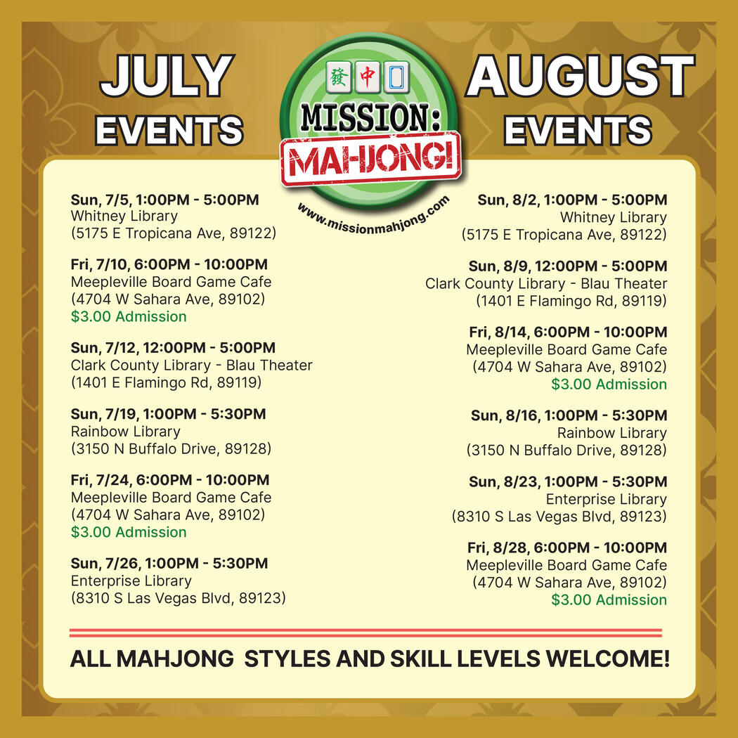 Mission: Mahjong! Las Vegas Mahjong group in Las Vegas with meetings and events every month