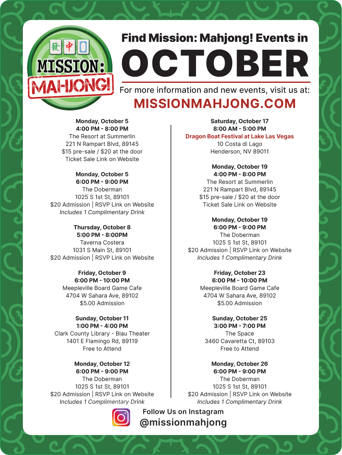 Mission: Mahjong! Las Vegas Mahjong group in Las Vegas with meetings and events every month