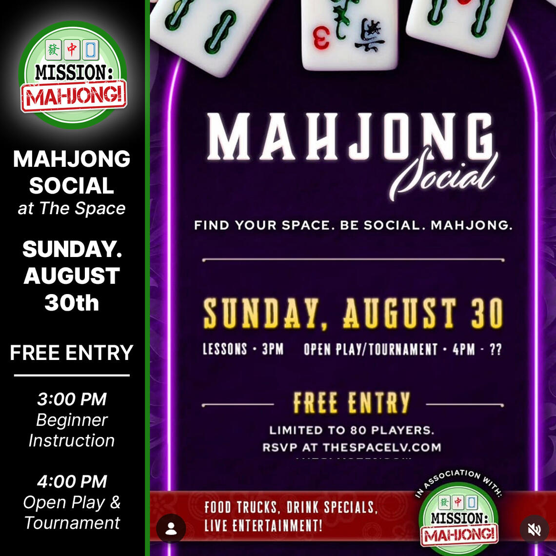 Mission: Mahjong! Las Vegas Mahjong event in Las Vegas: Mahjong Social at The Space